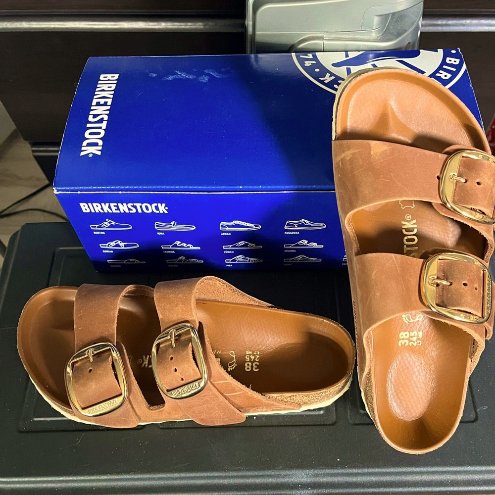 Birkenstock Arizona Big Buckle Oiled Leather Cognac 38